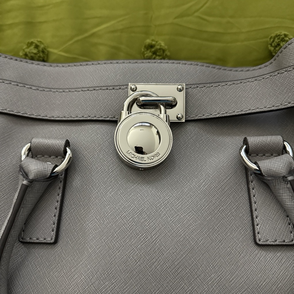 Michael Kors Silver Lock Gray Shoulder Bag
